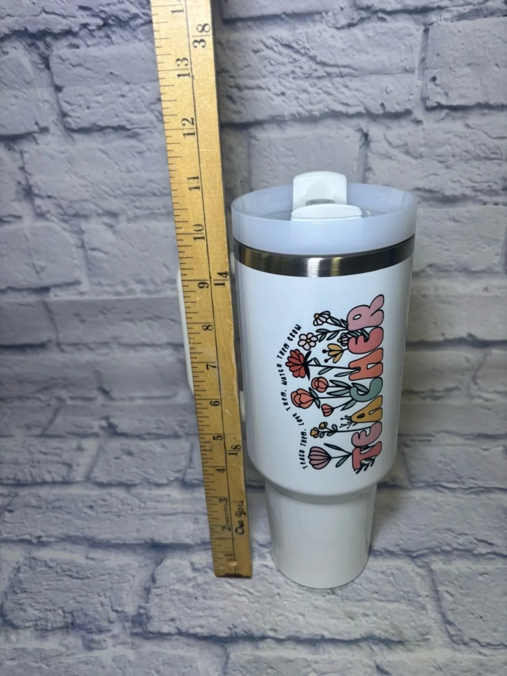 40oz STAINLESS STEEL INSULATED TUMBLER -TEACHER APPRECIATION TUMBLER No Straw